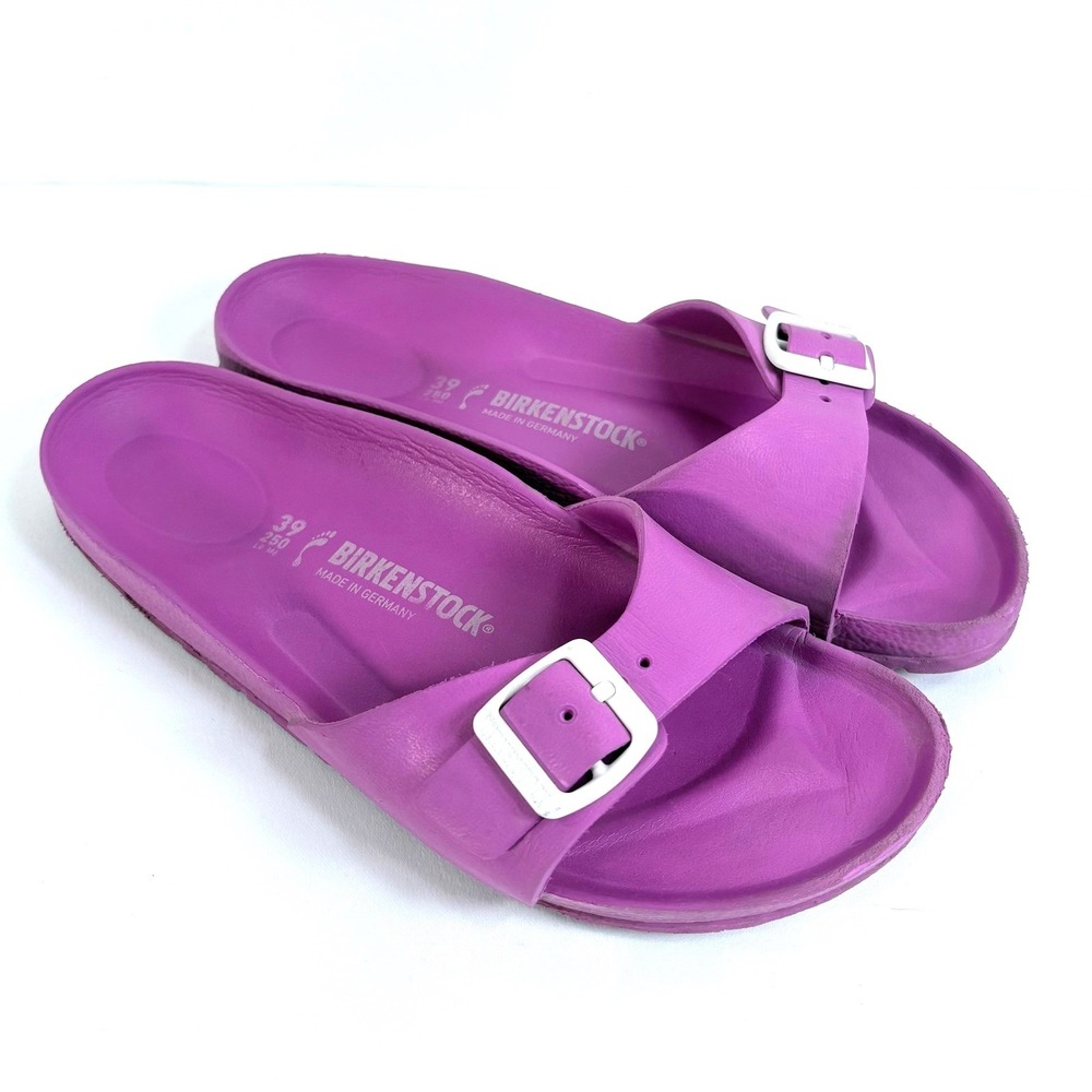 Birkenstock Madrid EVA Sandals Purple White Buckle Slide 39 L8 M6